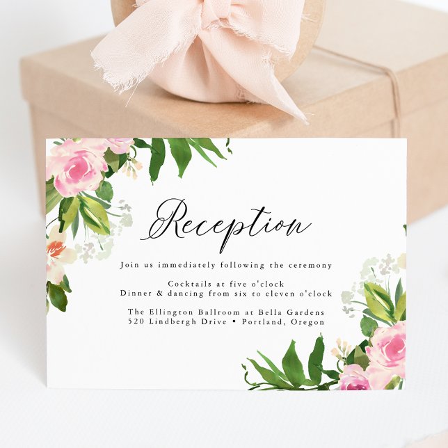 Mjuk Rosa Blommig Bröllopsmottagning Tilläggskort (Skapare uppladdad)