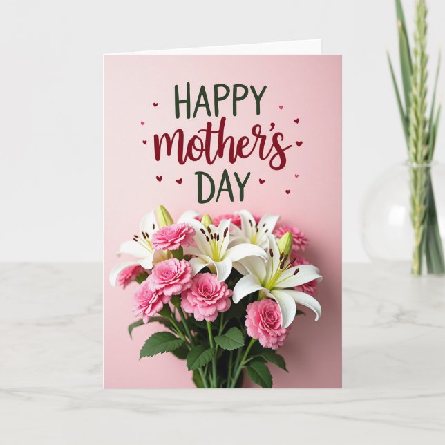 Mjuk Rosa Blommig Dagskort Kort (Framsida)