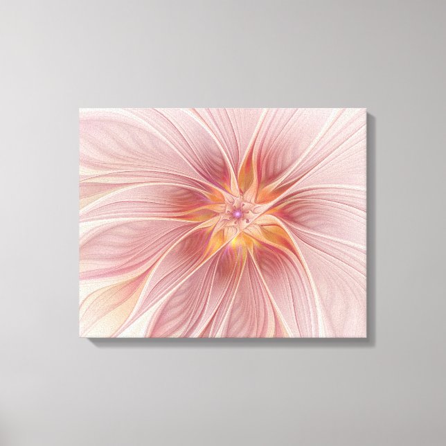 Mjuk Rosa Blommig Dröm Abstrakt Fraktal Konst Blom Canvastryck (Framsida)