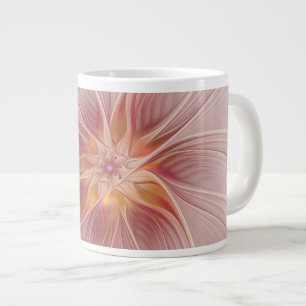 Mjuk Rosa Blommig Dröm Abstrakt Fraktal Konst Blom Jumbo Mugg