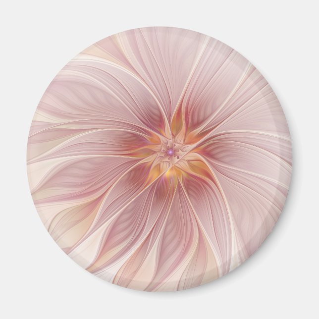 Mjuk Rosa Blommig Dröm Abstrakt Fraktal Konst Blom Magnet (Framsidan)