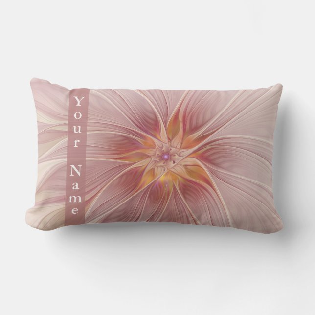 Mjuk Rosa Blommig Dröm Abstrakt Modern Blomma Namn Lumbarkudde (Framsida)