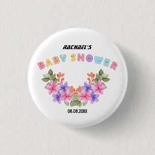 Mjuk Rosa Blommig Flickbaby Shower Knapp