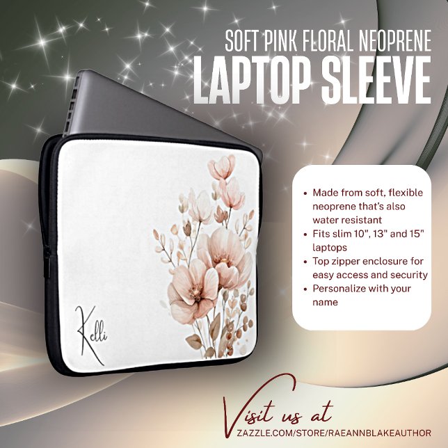 Mjuk rosa blommig neopren laptoppskydd laptop fodral (Skapare uppladdad)