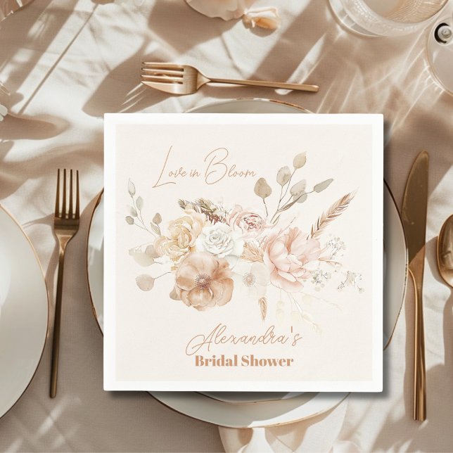 Mjuk Rosa Blommig Pampasgräs Bröllopsfest Pappersservett (Skapare uppladdad)