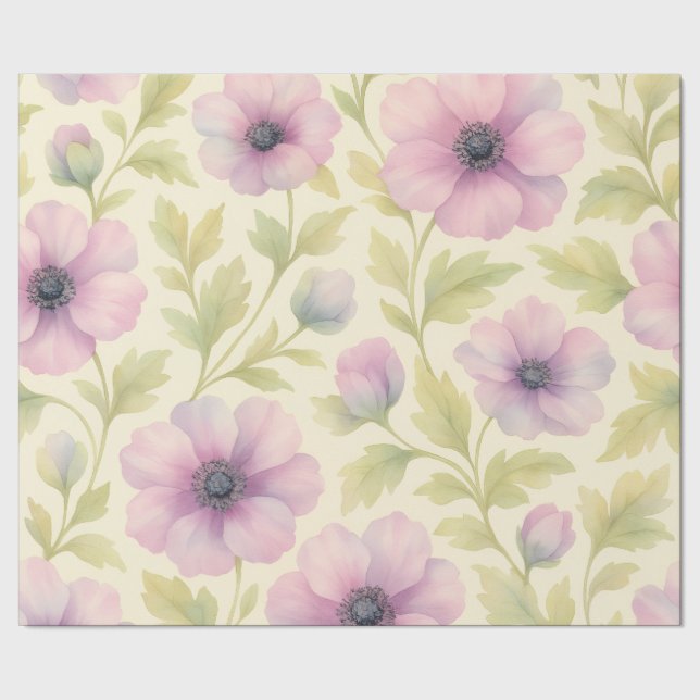 Mjuk Rosa Blommig Presentationspapper Presentpapper (Seam)