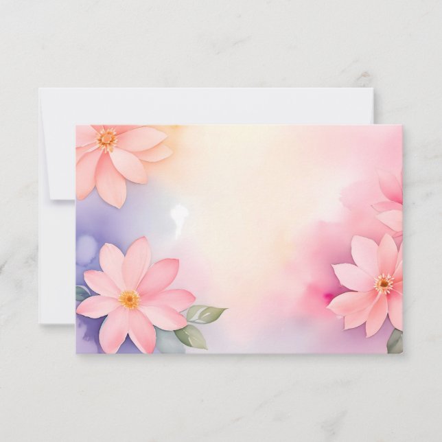 Mjuk Rosa Blommig Ram Vattenfärgskant Inbjudningar (Framsida)