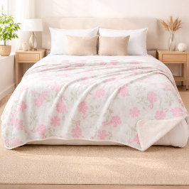 Mjuk Rosa Blommig Sherpafilt