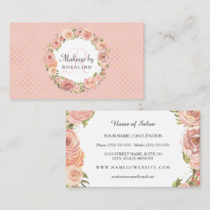Mjuk Rosa Blommig Sminkartist Visitkort