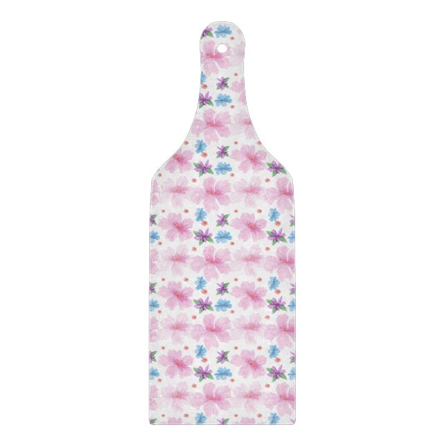 Mjuk Rosa Blommig Vattenfärg Mönster (Framsidan)