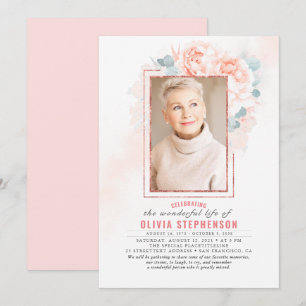 Mjuk Rosa-Blommigt, avfyrad blomsterfoto Inbjudningar