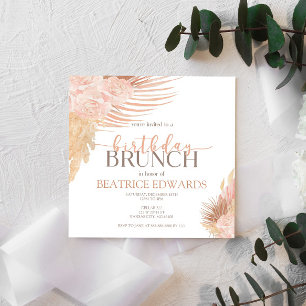 Mjuk Rosa Blommigt Blockdags-inbjudan till Brunch- Inbjudningar