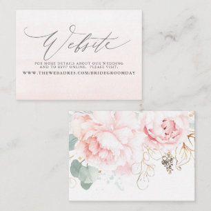 Mjuk Rosa Blommigt Bröllop-webbplatskort Visitkort