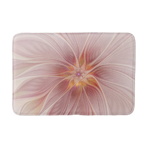 Mjuk Rosa Blommigt Dream Abstrakt Fractal Art Flow Badrumsmatta