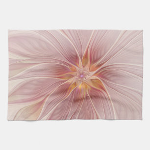 Mjuk Rosa Blommigt Dream Abstrakt Fractal Art Flow Kökshandduk