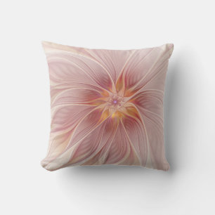 Mjuk Rosa Blommigt Dream Abstrakt Fractal Art Flow Kudde