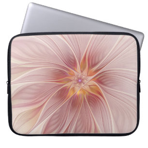 Mjuk Rosa Blommigt Dream Abstrakt Fractal Art Flow Laptop Fodral