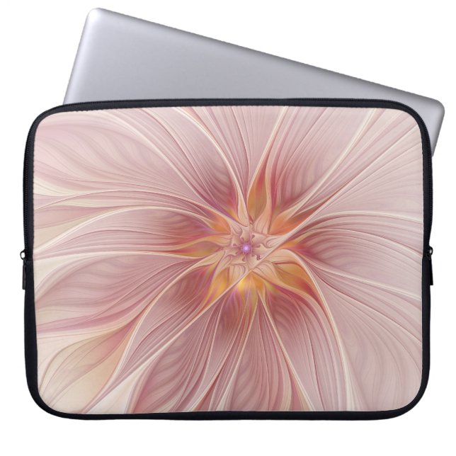 Mjuk Rosa Blommigt Dream Abstrakt Fractal Art Flow Laptop Fodral (Framsidan)