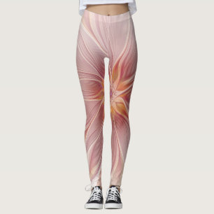 Mjuk Rosa Blommigt Dream Abstrakt Fractal Art Flow Leggings