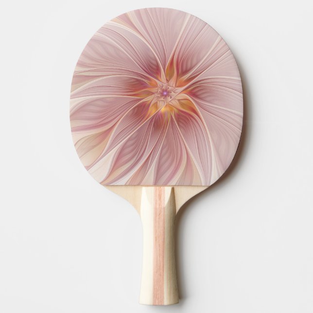 Mjuk Rosa Blommigt Dream Abstrakt Fractal Art Flow Pingisracket (Framsidan)