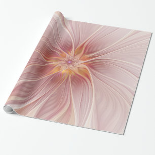 Mjuk Rosa Blommigt Dream Abstrakt Fractal Art Flow Presentpapper