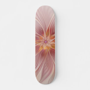 Mjuk Rosa Blommigt Dream Abstrakt Fractal Art Flow Skateboard Bräda 21,5 Cm