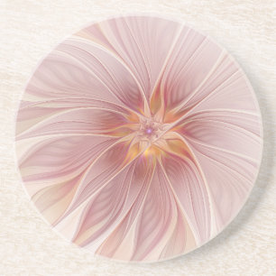 Mjuk Rosa Blommigt Dream Abstrakt Fractal Art Flow Underlägg