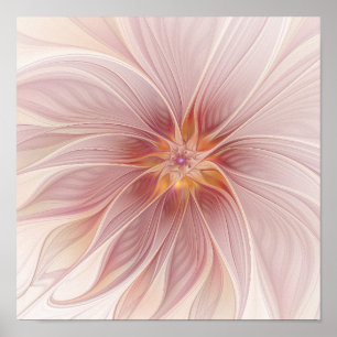 Mjuk Rosa Blommigt Dream Abstrakt Modern blomma Poster