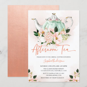 Mjuk Rosa Blommigt Eftermiddag Tea Party Möhippa Inbjudningar