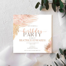 Mjuk Rosa Blommigt Födelsedagsfest inbjudan