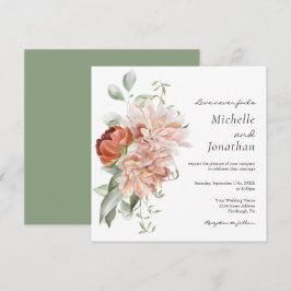 Mjuk  Rosa Blommigt Greenery Christian Bröllop Inbjudningar