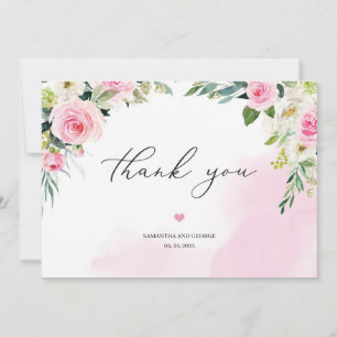Mjuk rosa blommigt Greenery eucalyptus romantic bo Tack Kort