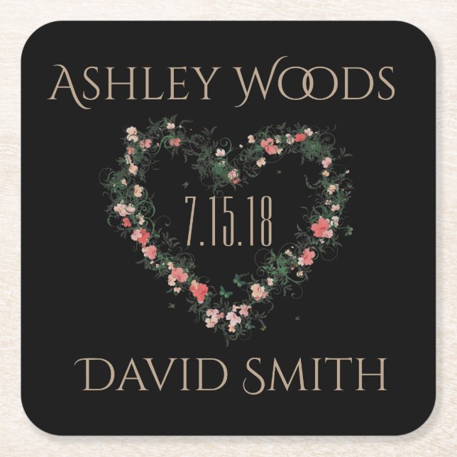 Mjuk Rosa Blommigt Hjärta Spara datum Underlägg (Framsidan)