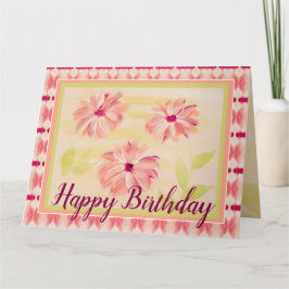 Mjuk Rosa Blommigt Kort