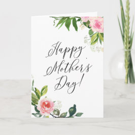 Mjuk Rosa Blommigt Mors dag Kort