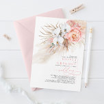 Mjuk Rosa Blommigt Pampas Grass Tropical Bröllop Inbjudningar<br><div class="desc">Vita orkidéer,  rosa ros,  torkade tropiska grönfiskar och pampas gräsrotsinbjudningar till elegant av vattenfärg bröllopsinbjudningar</div>