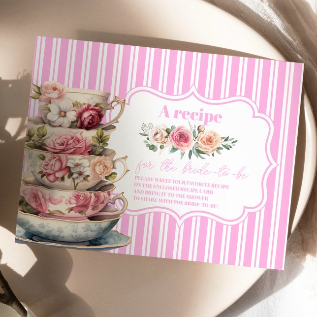 Mjuk Rosa Blommigt Tea Möhippa Recept Tilläggskort (Skapare uppladdad)
