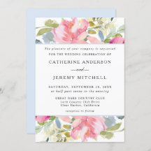 Mjuk Rosa Blommigt Vattenfärg Bröllop