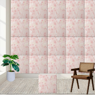 Mjuk Rosa Blommigt Vattenfärg Mönster Kakelplatta