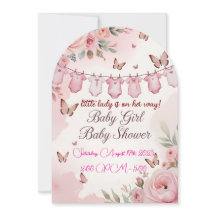 Mjuk rosa blomsterbaby shower-inbjudan för flicka