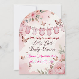 Mjuk rosa blomsterbaby shower-inbjudan för flicka inbjudningar
