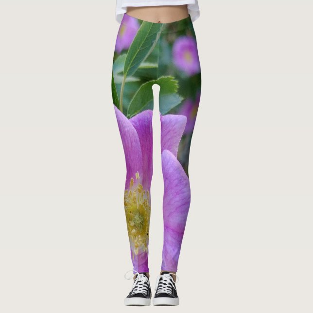 Mjuk Rosa Bloom Leggings (Framsida)