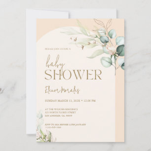 Mjuk rosa boho Arch Baby Shower Party Inbjudningar