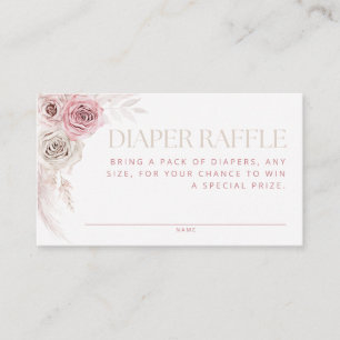 Mjuk Rosa Boho Arch Diaper Raffle Tilläggskort