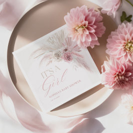 Mjuk Rosa Boho Arch Girl Baby Shower Pappersservett