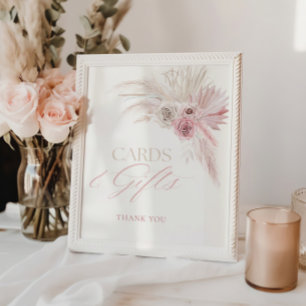 Mjuk Rosa Boho Arch-kort och gåvor Poster