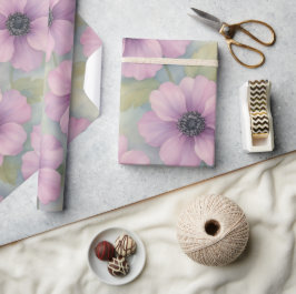 Mjuk Rosa Botaniskt Blommigt Inpackningspapper Presentpapper