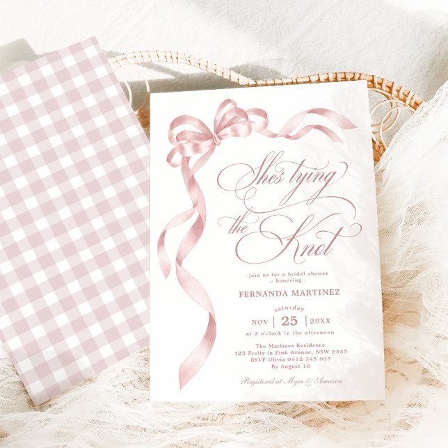 Mjuk Rosa Bow Hon Gifter sig Möhippa Inbjudningar (Skapare uppladdad)