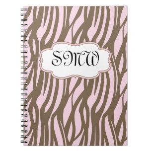 Mjuk Rosa + Brun monogram Ram Journal bärbar dato Anteckningsbok Med Spiral