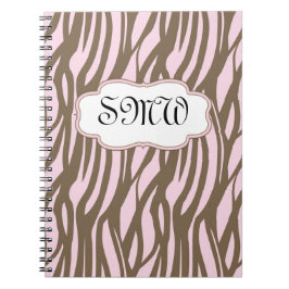 Mjuk Rosa + Brun monogram Ram Journal bärbar dator Anteckningsbok Med Spiral